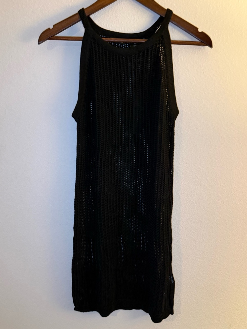 Tahari Black Open-Knit Sleeveless Cover-Up